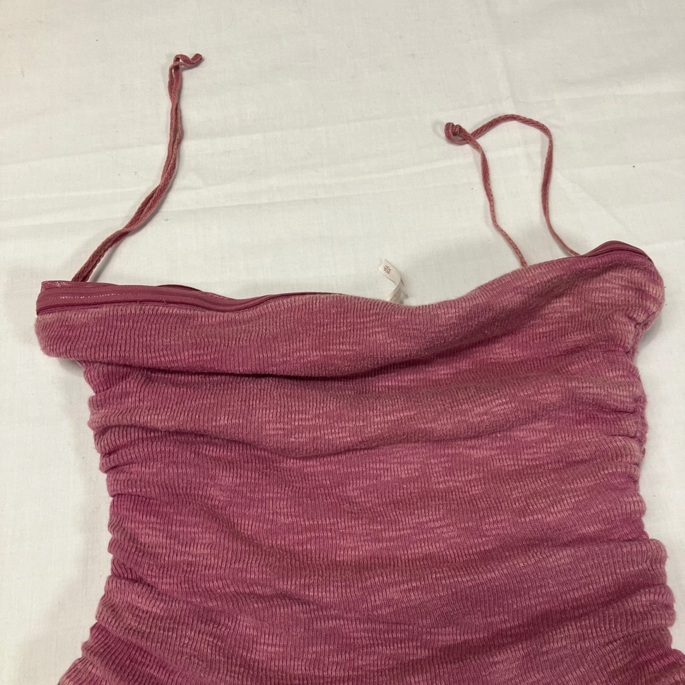 Free People Boulevard Womens Berry Pink Ruched Slub Knit Strapless Tube Top XS - Picture 5 of 11